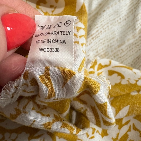 Rebdolls plus size 1X floral side slit maxi dress yellow short sleeve - Picture 12 of 13